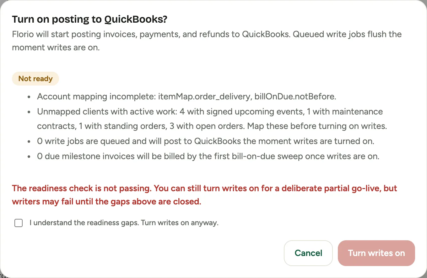 Turning on with readiness failing requires an explicit acknowledgement first