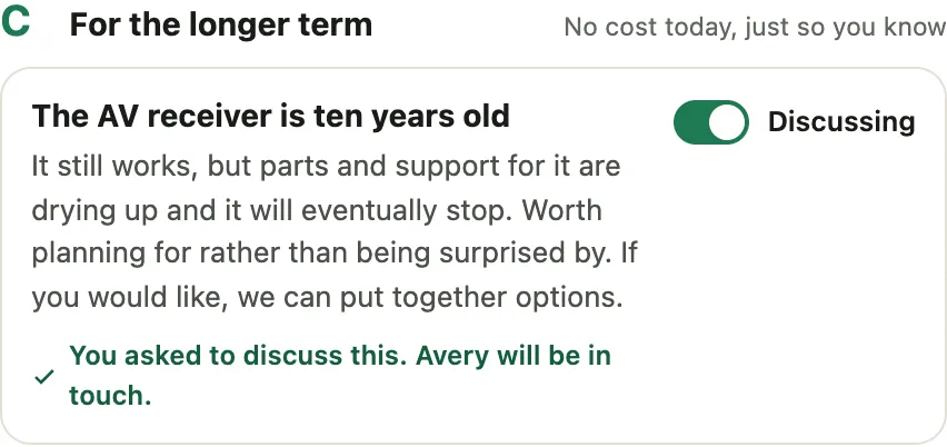 The longer-term finding after asking to discuss it