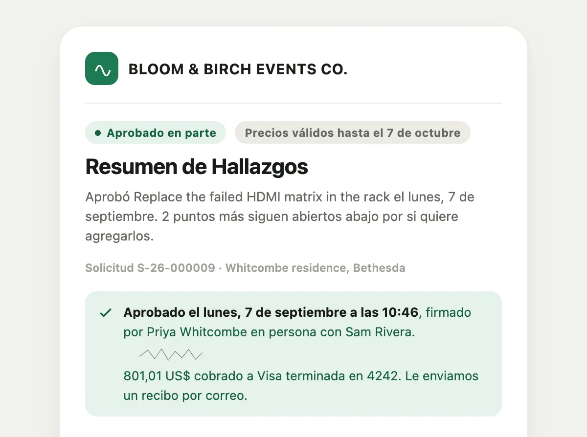 The same page in Spanish
