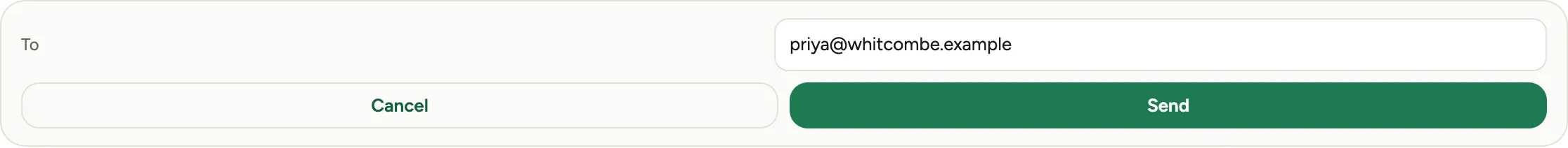 Emailing the link, with the address ready to change