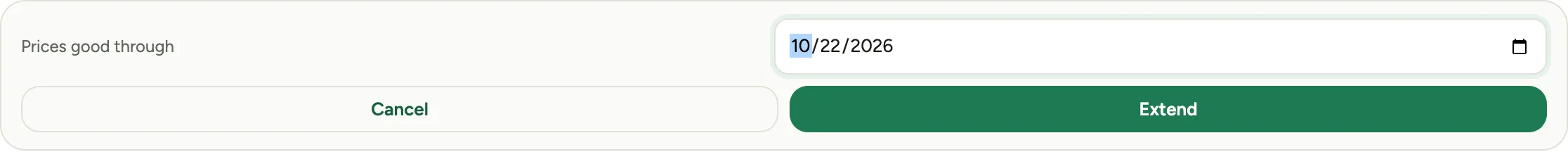 Extending the validity to a new date