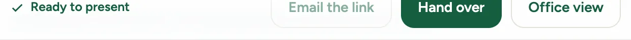 The builder after handing over, with the link to open the page again